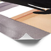 Katze in Windows | Silhouette Wasserfarbe Poster (Ecke)