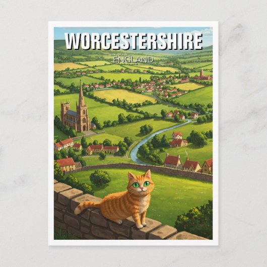 Katze in Worcestershire England Travel Postkarte (Vorderseite)