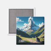 Katze in Zermatt Schweiz Matterhorn Magnet (Vorderseite/Rückseite)