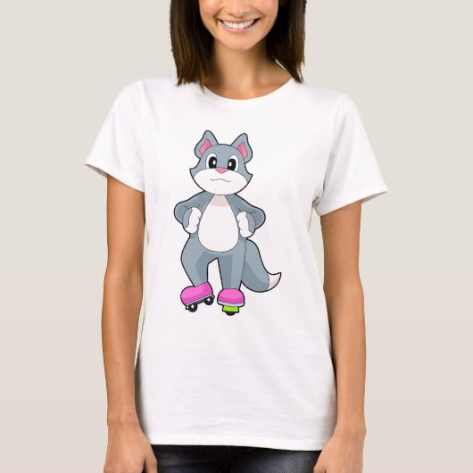 Katze Inline-Skating Inline-Skates Sport T-Shirt (Vorderseite)