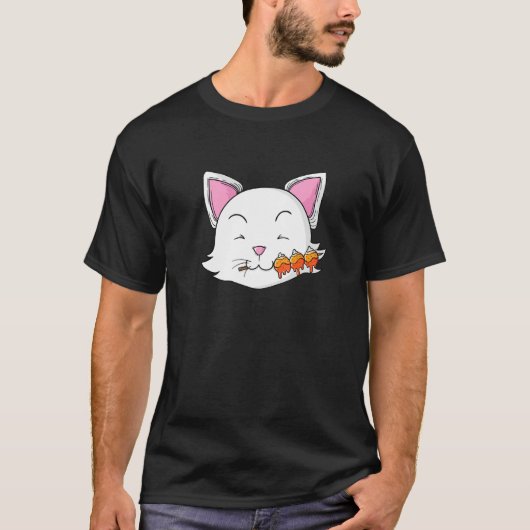 Katze isst Dango Rice Dumplings T-Shirt (Vorderseite)