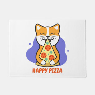 Katze isst eine Pizza Fußmatte
