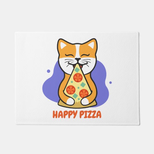 Katze isst eine Pizza    Fußmatte (Vorderseite)