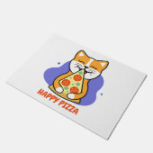 Katze isst eine Pizza    Fußmatte (Schrägansicht)