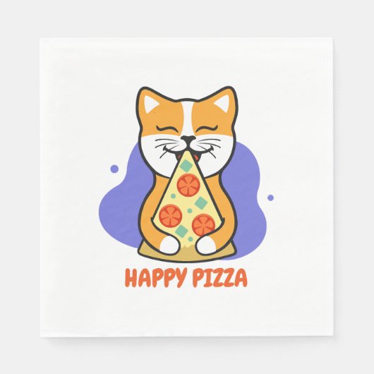Katze isst eine Pizza Serviette (Vorderseite)