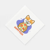 Katze isst eine Pizza Serviette (Ecke)