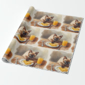 Katze isst Frühstück  Geschenkpapier (Ungerollt)