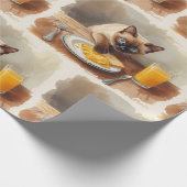 Katze isst Frühstück  Geschenkpapier (Ecke)