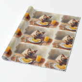 Katze isst Frühstück  Geschenkpapier (Ungerollt)