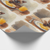 Katze isst Frühstück  Geschenkpapier (Ecke)