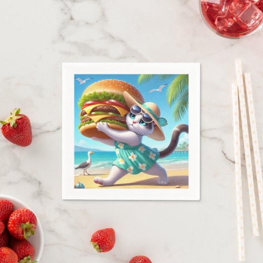 Katze isst Hamburger Serviette (Beispiel)