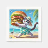 Katze isst Hamburger Serviette (Vorderseite)