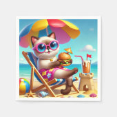 Katze isst Hamburger Serviette (Vorderseite)