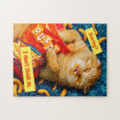 Katze isst Käsepuffs Puzzle (Horizontal)