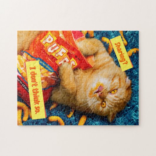 Katze isst Käsepuffs Puzzle (Horizontal)