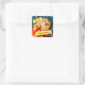 Katze isst Käsepuffs Quadratischer Aufkleber (Tasche)