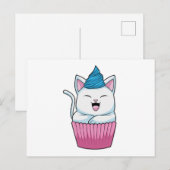 Katze isst Muffin Postkarte (Vorne/Hinten)