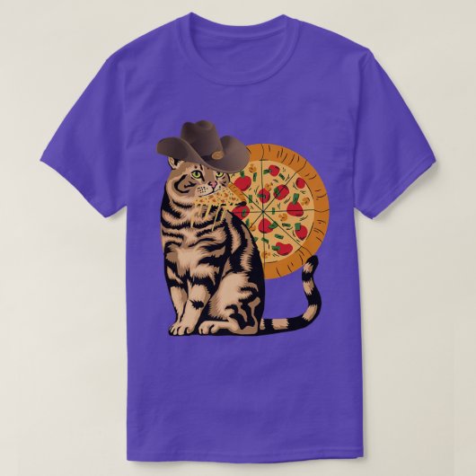 Katze isst Pizza T-Shirt (Design vorne)