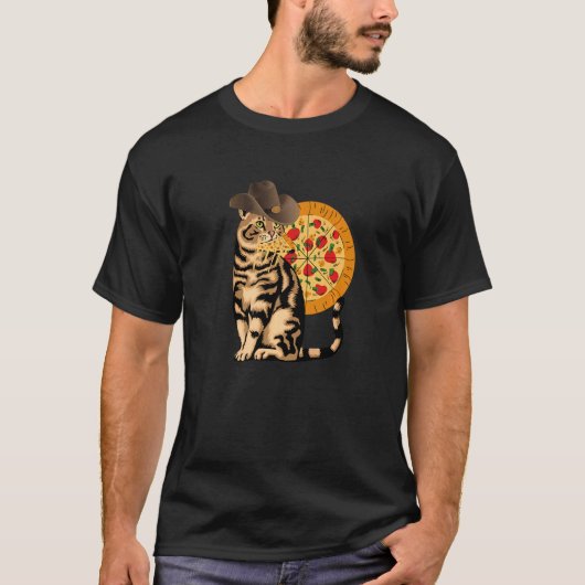Katze isst Pizza T-Shirt (Vorderseite)