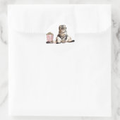 Katze isst Popcorn witzig Runder Aufkleber (Tasche)