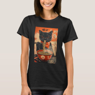 Katze isst Ramen japanisch lustig Grafik Kawaii Ka T-Shirt