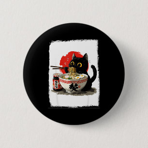 Katze isst Ramen Lustige japanische Kawaii-Katze A Button