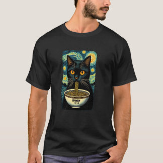 Katze isst Ramen, Sternennacht Van Gogh, Katzenlie T-Shirt