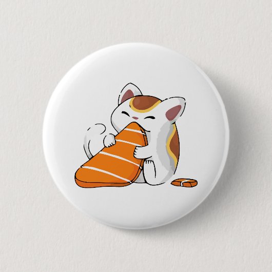 Katze isst Sushi Button (Vorderseite)