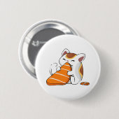 Katze isst Sushi Button (Vorne & Hinten)