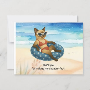 Katze ist am Strand danke Postkarte