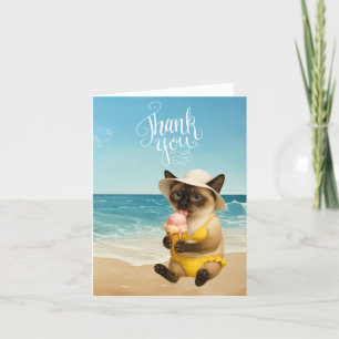 Katze ist am Strand Dankeskarte