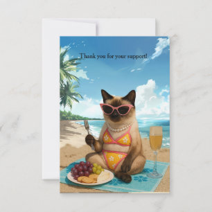 Katze ist am Strand Dankeskarte