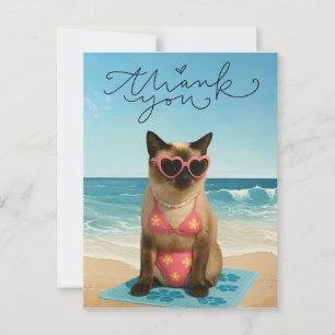 Katze ist am Strand Postkarte