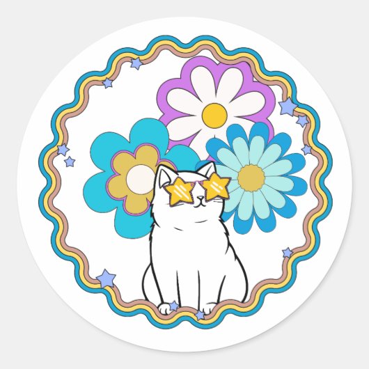 Katze ist ein Star Runder Aufkleber (Vorderseite)