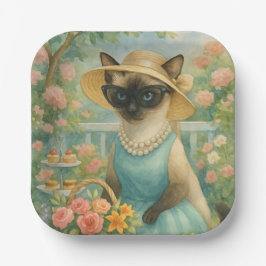 Katze ist in einem schönen Garten Pappteller