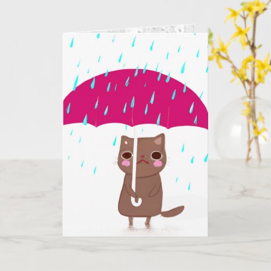 Katze IWith Schirm Karte (Gelbe Blume)