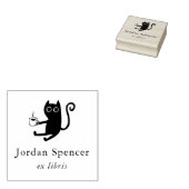 Katze & Kaffee Ex Libris Bibliotheks-Exlibris Gummistempel (Stempel)