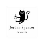 Katze & Kaffee Ex Libris Bibliotheks-Exlibris Gummistempel (Prägung)