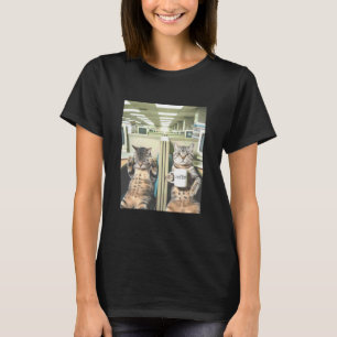 Katze Kaffee Pause Katzen Büro Meme T-Shirt