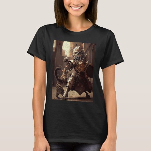 Katze kämpft Steampunk T-Shirt (Vorderseite)
