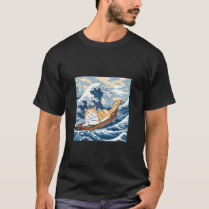 Katze Katsushika Hokusai Kanagawa Welle Neta Witz T-Shirt