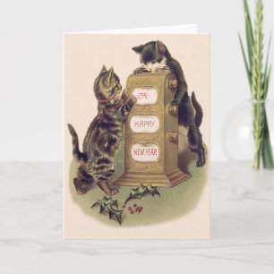 Katze Kätzchen Kalender Holly Feiertagskarte