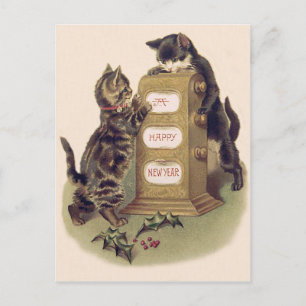 Katze Kätzchen Kalender Holly Feiertagspostkarte