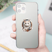 Katze, Kätzchen mit Blume Aufkleber (Telefon)