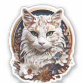 Katze, Kätzchen mit Blume Aufkleber (Vorderseite)