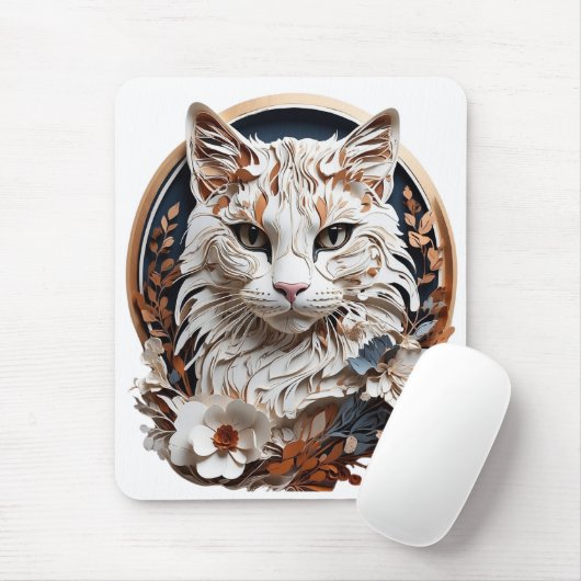 Katze, Kätzchen mit Blume Mousepad (Mit Mouse)