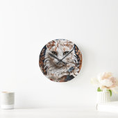 Katze, Kätzchen mit Blume Runde Wanduhr (Zuhause)
