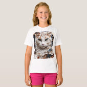 Katze, Kätzchen mit Blume T-Shirt (Vorne ganz)