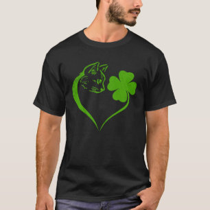 Katze Kätzchen St Patricks Tag Kleeblatt Irisch He T-Shirt