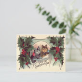 Katze Kätzchen Stechpalme Postkarte (Stehend Vorderseite)